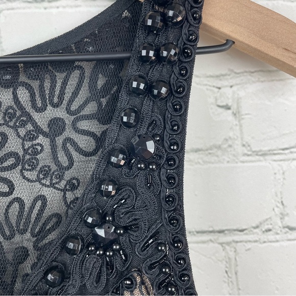 SUE WONG Black Lace Beaded Pattern Sleeveless Dress size 6 - Picture 4 of 9